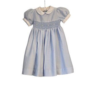 Carriage Boutiques Blue Smocked Peter Pan Collar Spring Easter Dress 4T